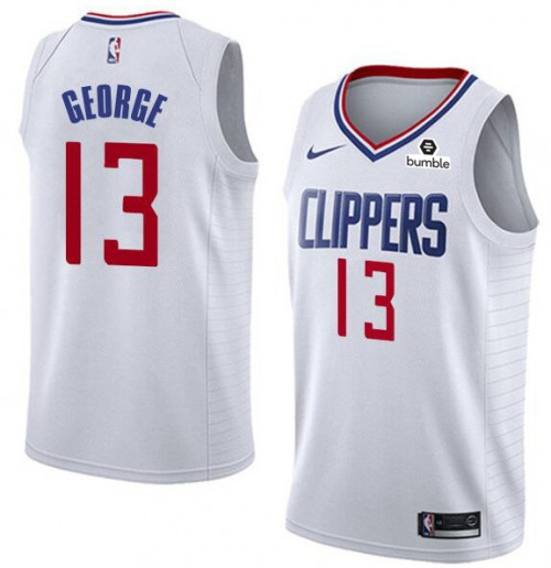Men's Los Angeles Clippers #13 Paul George White NBA Stitched Jersey Men's Los Angeles Clippers #13 Paul George White NBA Stitched Jersey